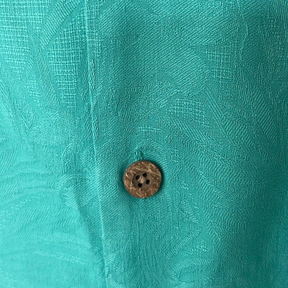 Tommy Bahama Short Sleeve Silk Button Up Silk Green Tropical Isle Shirt sz Large - Picture 4 of 15